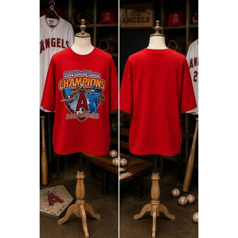 Vintage 2002 Anaheim Angels World Series Champions T-Shirt 2XL MLB